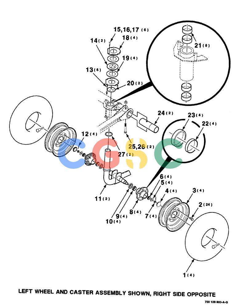 凯斯零件查询(8575) - CASE IH MID-SIZE RECTANGULAR BALER (NORTH AMERICA) (1/95-12/00) (10-024) - CASTER, HUB AND WHEEL ASSEMBLIES Case Agriculture