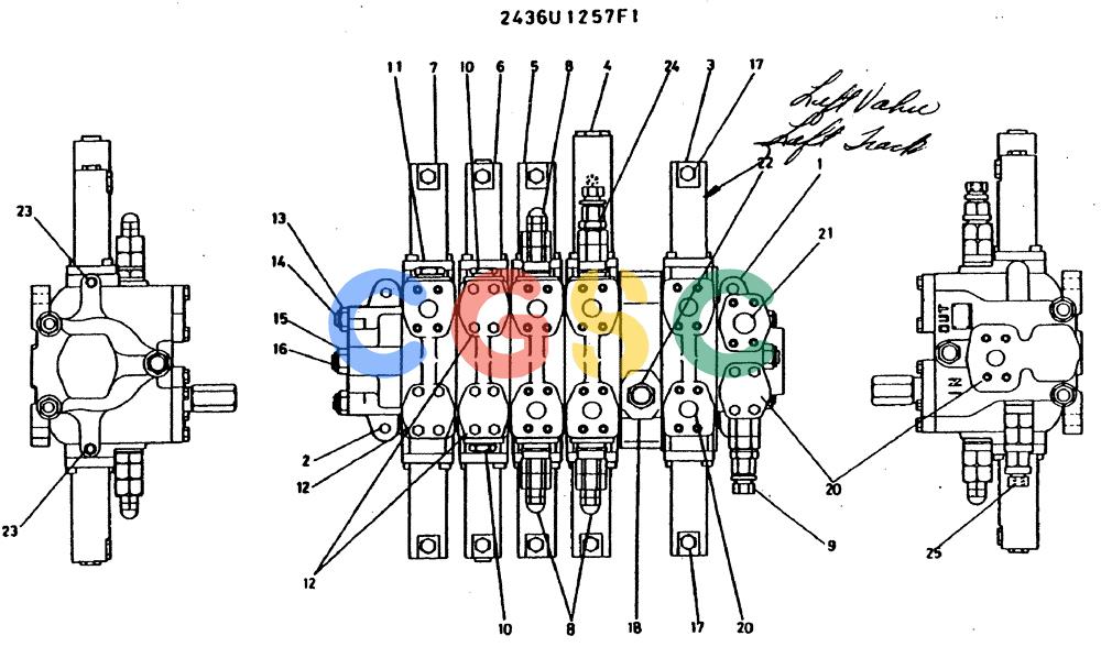 神钢零件查询(MD400LC) - EXCAVATOR BTW YS0101 - YS0200 (1/80-12/06) (09-029) - VALVE ASSY, CONTROL/ P.N. 2436U1257F1 Kobelco
