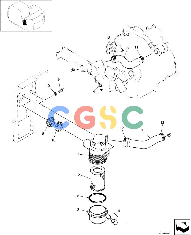 纽荷兰零件查询(EH130) - CRAWLER EXCAVATOR (3/04-) (02 -06[00]) - AIR CLEANER ASSY New Holland Constructuion
