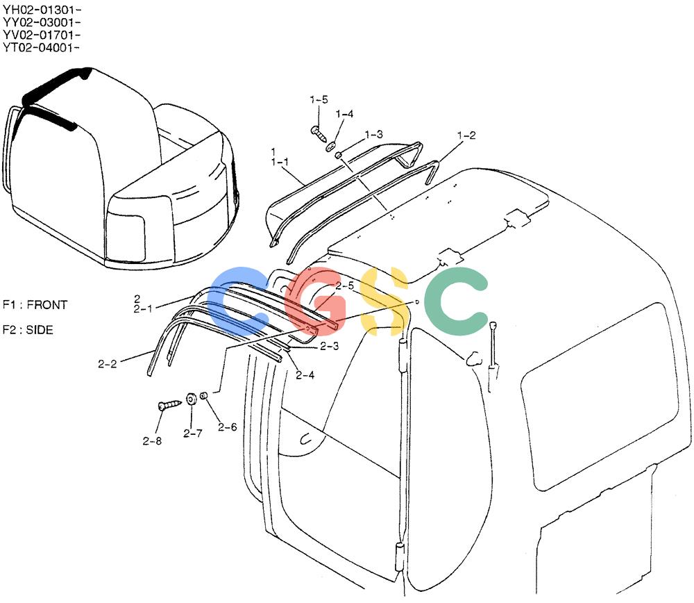 神钢零件查询(ED150-1E) - BLADE RUNNER EXCAVATOR/DOZER ASN YL05-00555 (11/03-12/04) (05-003) - SUN VISOR ASSY Kobelco