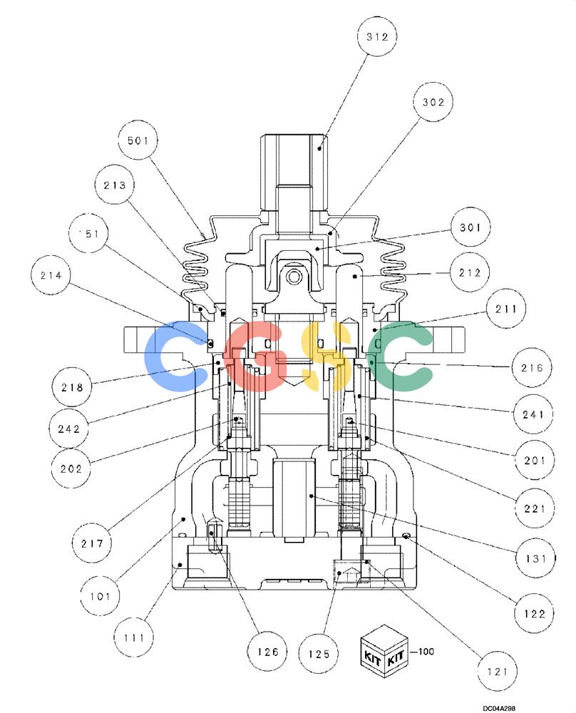 纽荷兰零件查询(E160) - CRAWLER EXCAVATOR (N.A.) (1/06-) (08 -75[00]) - VALVE ASSY - PILOT (YN30V00069F1) New Holland Constructuion