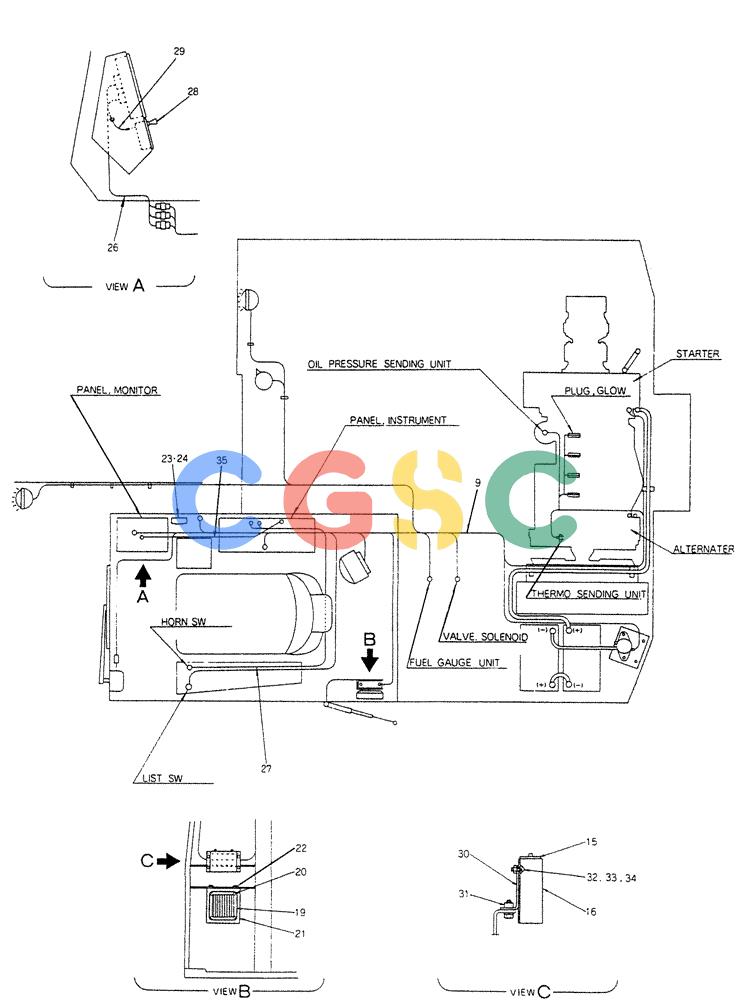 神钢零件查询(K903B) - EXCAVATOR ASN LE3401 (1/85-12/03) (08-039) - WIRING ASSY, ELEC (FOR EXPORT) P/N 24100N2815F10 Kobelco