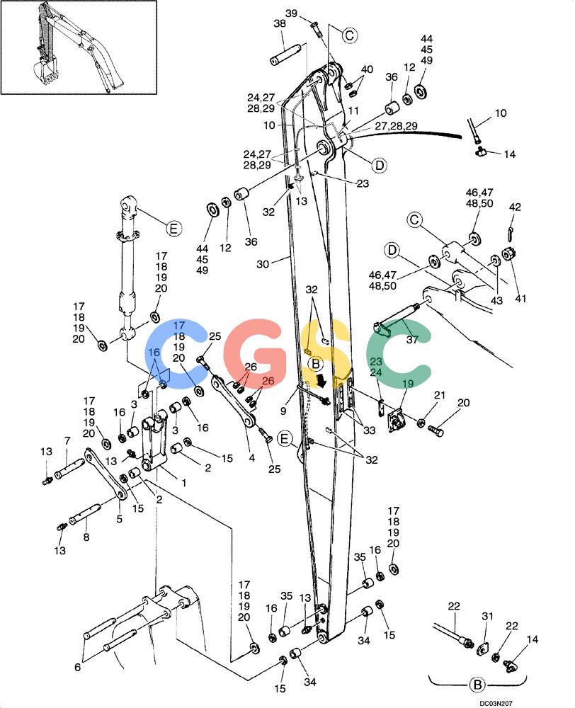 纽荷兰零件查询(EH215) - CRAWLER EXCAVATOR (9/03-) (09 -67[00]) - ARM ASSY , 50 FT LONG REACH, 6.35 M (20 FT. 11 IN.) (YN12B00439F4) New Holland Constructuion