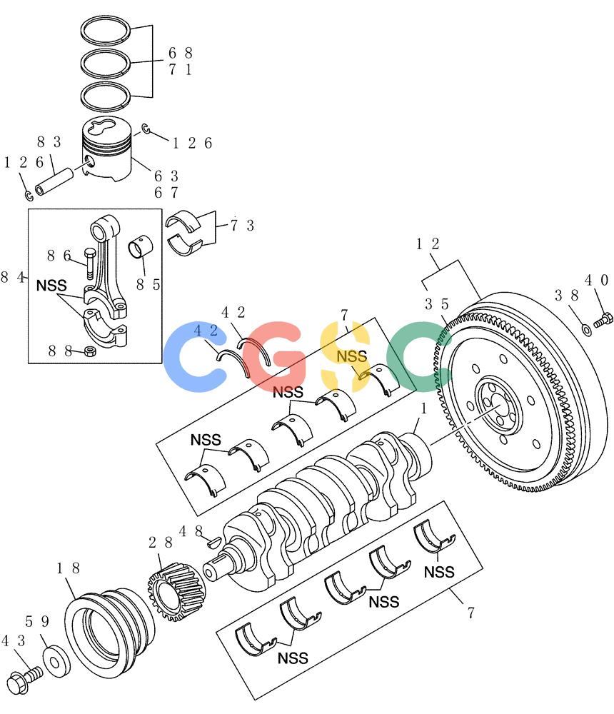 纽荷兰零件查询(E80BMSR) - CRAWLER EXCAVATOR ASN LF05-04001 - (N8TA18060) (B118M-15A) - CRANKSHAFT, PISTON AND FLYWHEEL New Holland Constructuion