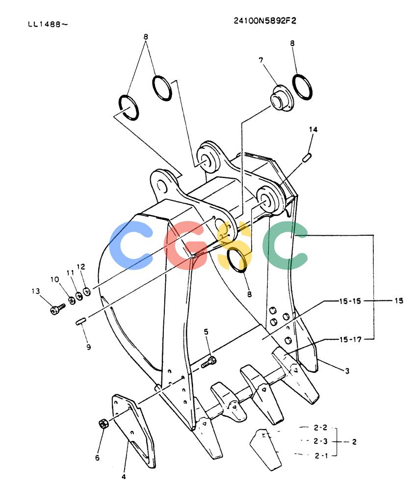 神钢零件查询(K909LC) - MARK II EXCAVATOR ASN LL1488 (1/87-12/03) (09-007) - BUCKET ASSY, 0.7M3 Kobelco