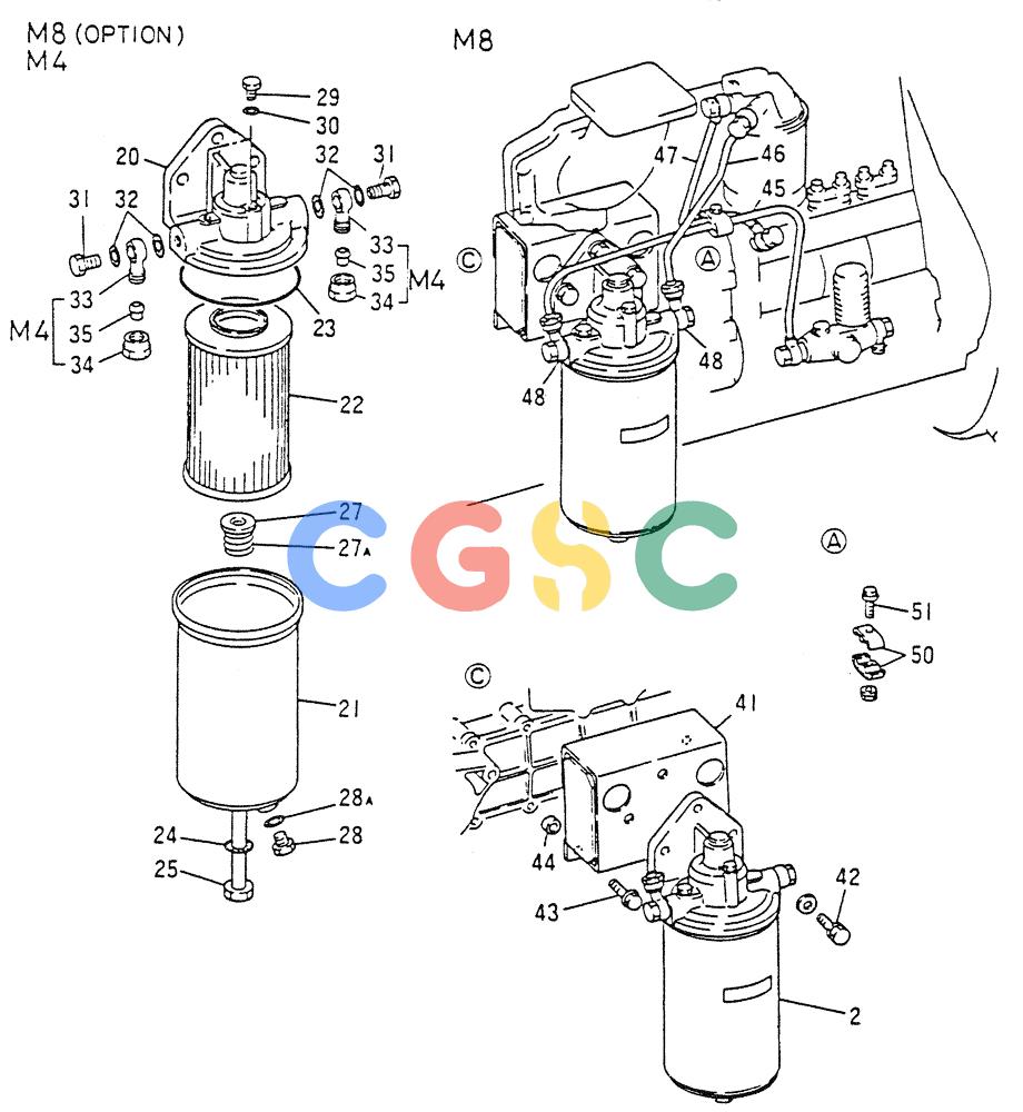 神钢零件查询(6D15) - MITSUBISHI DIESEL ENGINES - K907D & K907LC EXCAVATORS (1/86-12/06) (03-016[02]) - FUEL FILTER Kobelco