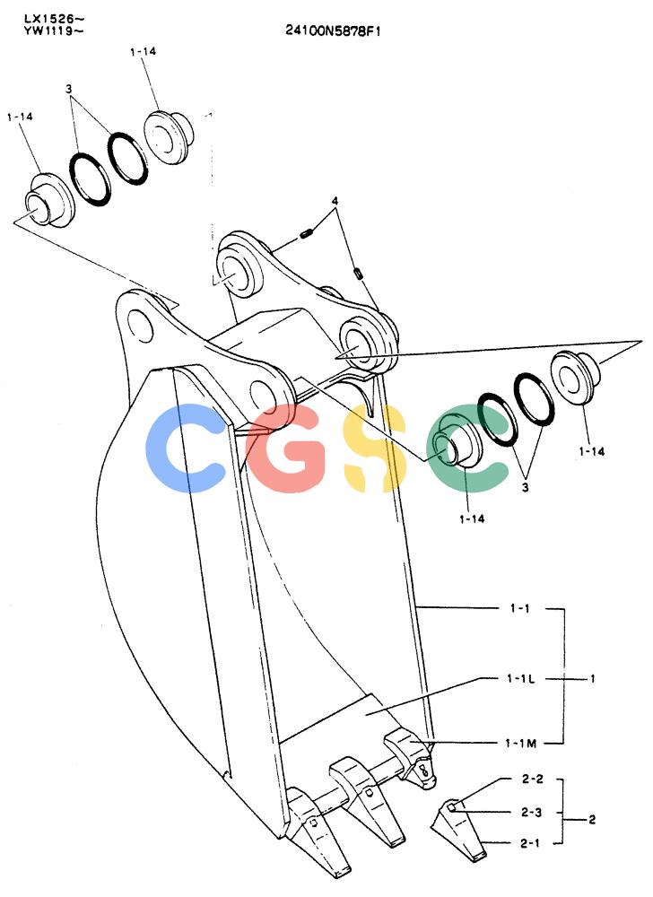 神钢零件查询(K904L) - MARK II EXCAVATOR ASN LX1526 (1/88-12/03) (09-010) - BUCKET ASSY, 0.15M³ (0.19CU YD) Kobelco