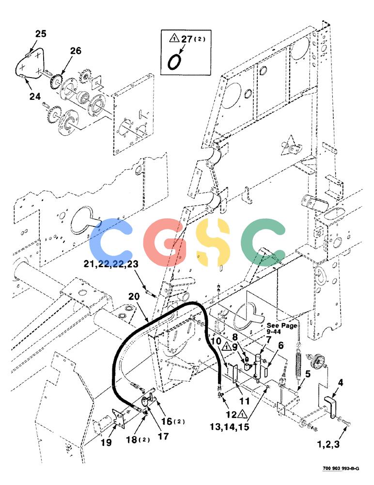 凯斯零件查询(8465T) - CASE IH ROUND BALER W/TRACTOR HYDRAULICS (1/91-12/97) (9-42) - MESH WRAP KIT, STARTING ROLL DRIVE, PICKUP CLUTCH, SERIAL NUMBER CFH0073272 AND LATER Case Agriculture