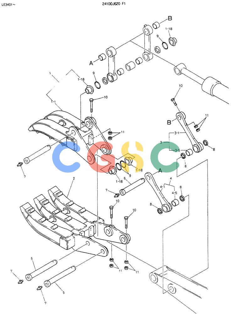 神钢零件查询(K903B) - EXCAVATOR ASN LE3401 (1/85-12/03) (09-016) - GRAPPLE ASSY, FORK (SINGLE) Kobelco