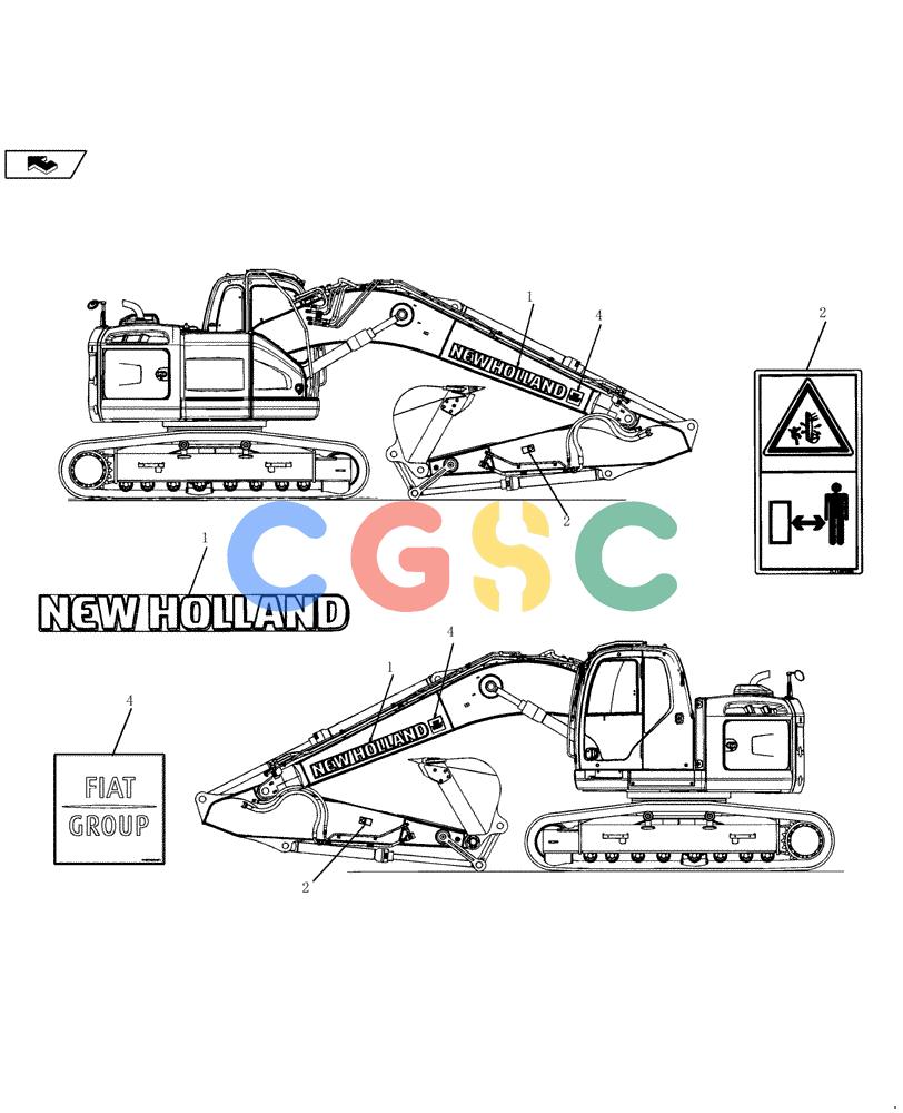 纽荷兰零件查询(E235BSR) - CRAWLER EXCAVATOR (5/07-) (4.520[08]) - DECALS New Holland Constructuion