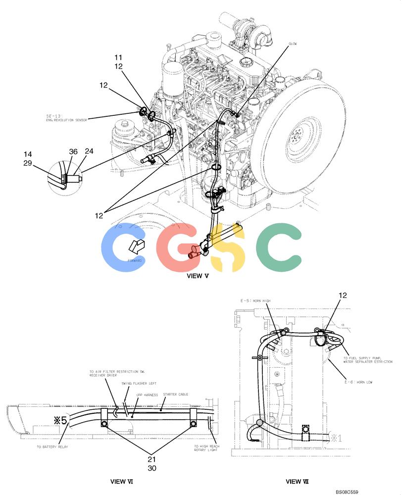 神钢零件查询(ED150) - BLADE RUNNER ACERA SR EXCAVATOR DOZER (TIER 3 ) ASN YL06-01201 (5/08-12/12) (02-68[07]) - HARNESS ASSEMBLY, UPPER (YY13E00042F1), FIGURE 7 OF 14 Kobelco