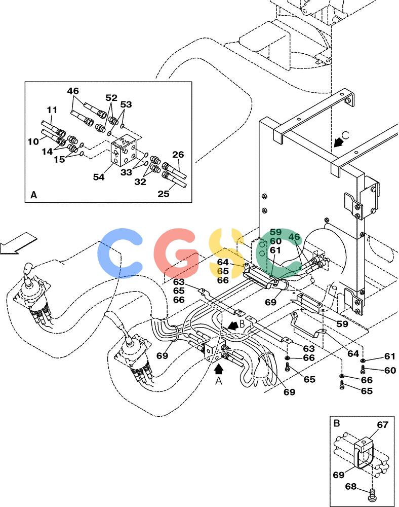 纽荷兰零件查询(E805) - CRAWLER EXCAVATOR (1/05-) (08-051-00[01]) - HYDRAULIC CIRCUIT - PILOT CONTROL LINES WITHOUT LOAD HOLD New Holland Constructuion