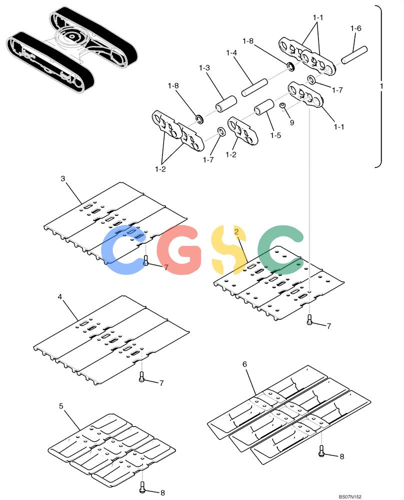 纽荷兰零件查询(E135B) - CRAWLER EXCAVATOR TIER 3 - ASN YH05-07001 (N8TA13006) (1/08-) (03-08[00]) - SHOE ASSEMBLY (YY60D00029F1, F2, F3, F4 & F5) New Holland Constructuion