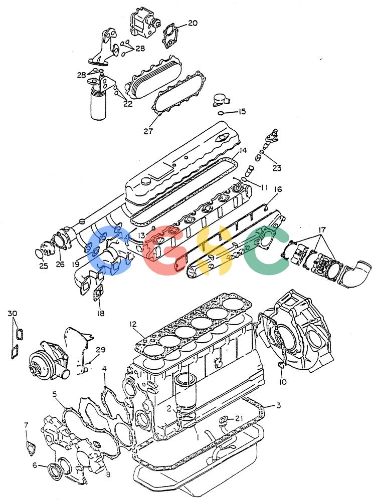 神钢零件查询(FD6(T)14) - NISSAN DIESEL ENGINE ASN 050001 - LK400 & LK500A (1/06-12/06) (01-001[02]) - OVERHAUL KIT-ENGINE Kobelco