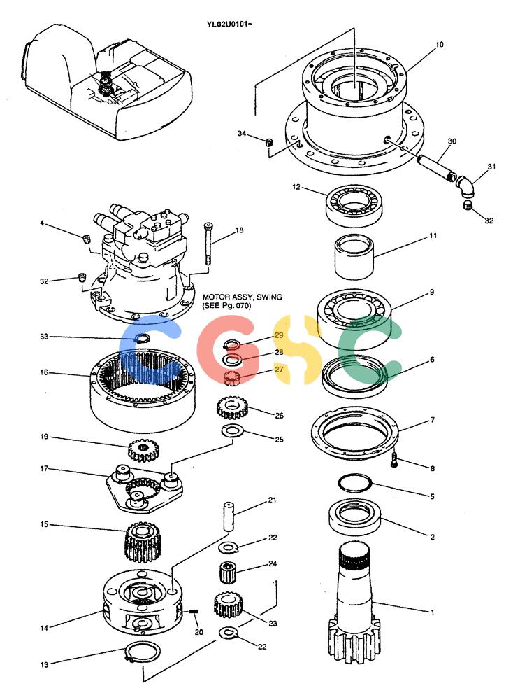 神钢零件查询(ED190LC) - BLADE RUNNER EXCAVATOR/DOZER BTW YL02U0101 - YL03U0135 (1/02-12/06) (01-016) - REDUCTION ASSY, SWING Kobelco