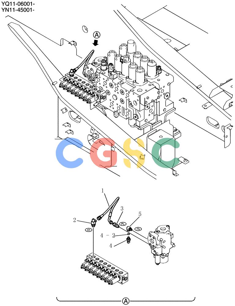 神钢零件查询(200-8) - EXCAVATOR S/N YN11-45001 - (1/06-12/09) (150-60-1-01) - CONTROL LINES, VALVE (NIBBLER & BREAKER) Kobelco