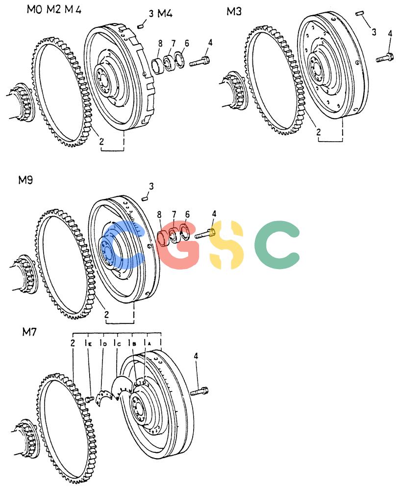 神钢零件查询(8DC9-T) - MITSUBISHI DIESEL ENGINE - K914 & K975 (1/79-12/06) (01-010) - FLYWHEEL 020-290A Kobelco