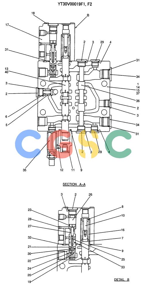 纽荷兰零件查询(E70SR) - MIDI CRAWLER EXCAVATOR ASN YT04-07175 (07-005[02]) - VALVE ASSY, CONTROL (OPTION), (P/N YT30V00019F1) New Holland Constructuion