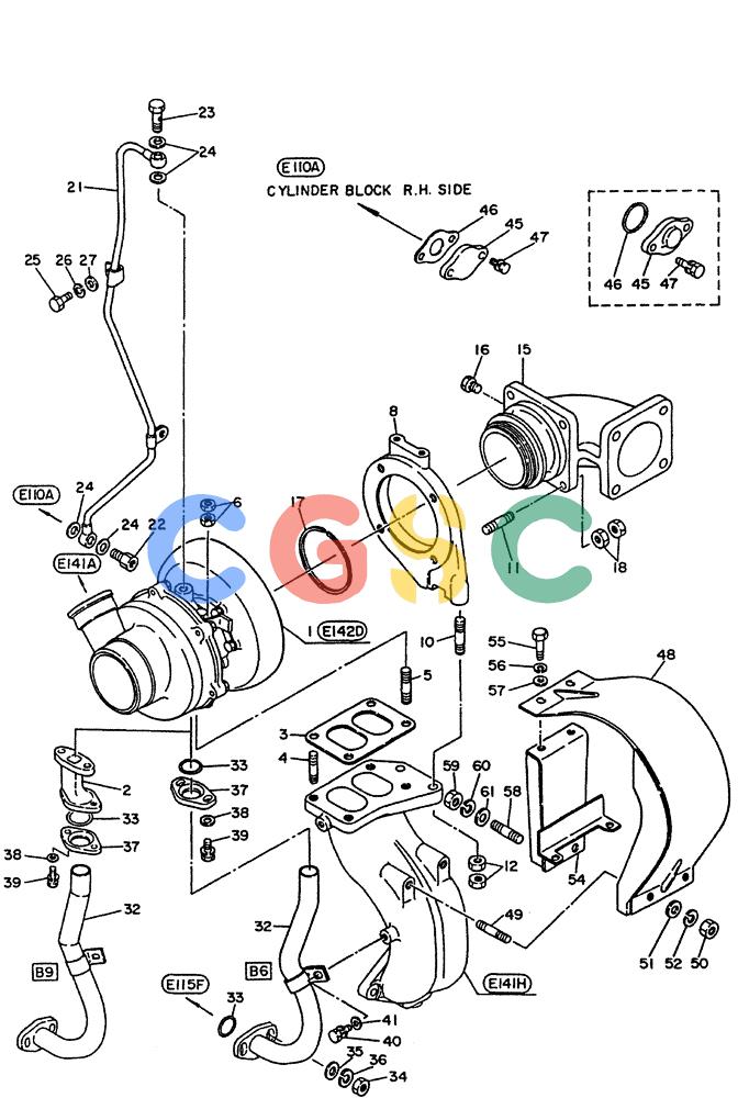 神钢零件查询(PE6T04) - NISSAN DIESEL ENGINE - LK900 & LK700A W/TURBO (1/03-12/06) (03-007[02]) - TURBO-EXHAUST, (FITTING PARTS) Kobelco
