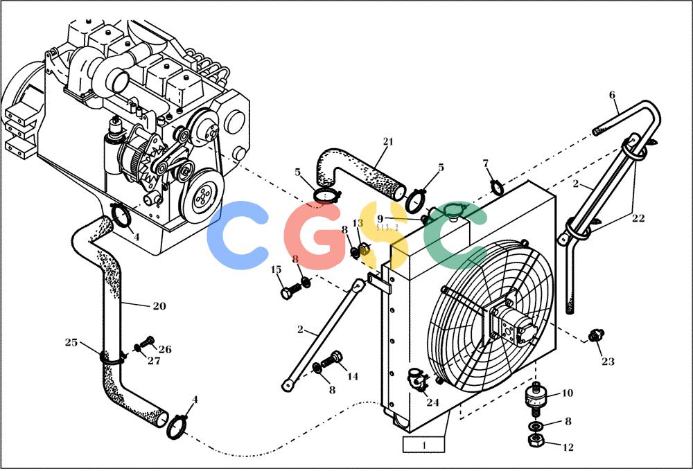 纽荷兰零件查询(EC240) - CRAWLER EXCAVATOR (5/00-) (15.121[001]) - COMB. COOL. SYST. WATER/OIL MOUNTING PARTS (S/N 724002-UP) New Holland Constructuion