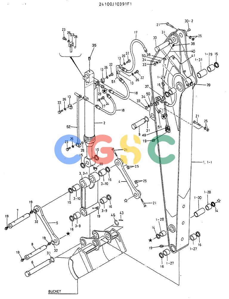 神钢零件查询(MD320BLC) - EXCAVATOR BTW YC0301 - YC0747 (1/80-12/06) (08-008) - LONG-ARM ASSY, 4.05M (13FT-3IN) Kobelco