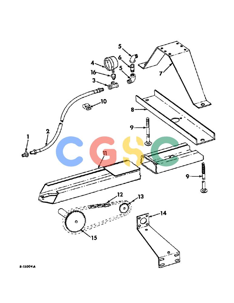 凯斯零件查询(57) - INTERNATIONAL HARVESTER RECTANGULAR BALER (1/57-12/72) (A-42) - HYDRAULIC BALE TENSION DEVICE, CHANNELS, HOSE AND DRIVE Case Agriculture