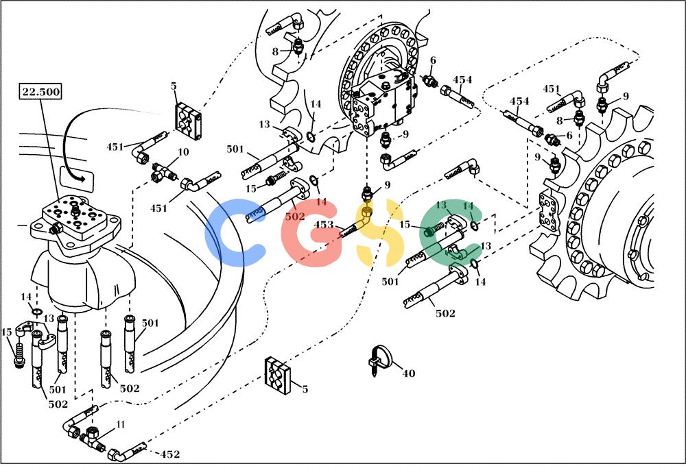 纽荷兰零件查询(EC350) - CRAWLER EXCAVATOR (2/00-) (20.020[001]) - HYDRAULIC SYSTEM LOWER CARRIAGE (S/N 735003-UP) New Holland Constructuion