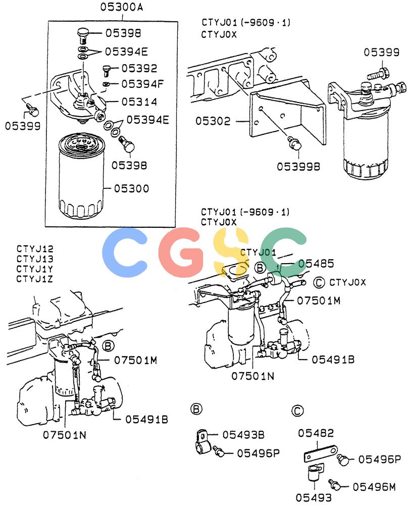 神钢零件查询(6D22-TC) - MITSUBISHI DIESL ENGINE - SK EXCAVATORS (1/06-12/06) (03-001[01]) - FUEL FILTER & HOSE Kobelco