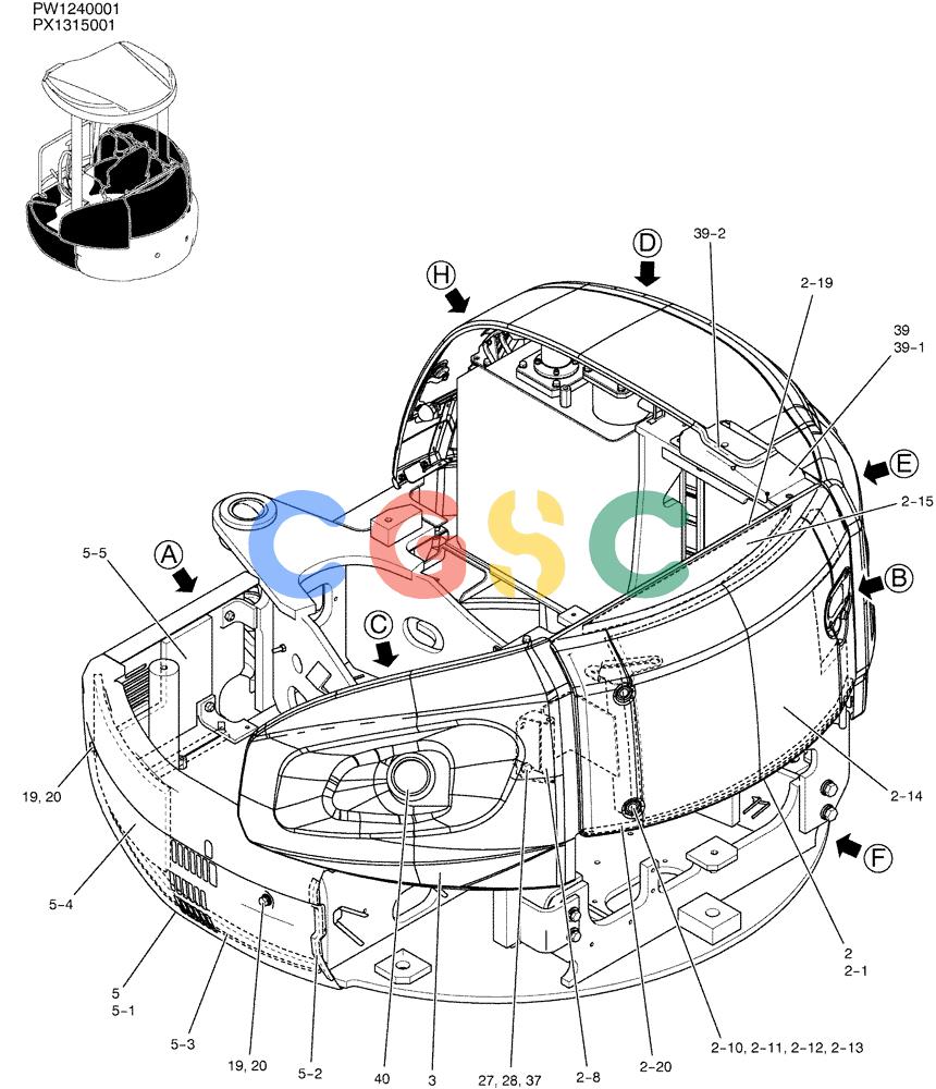 纽荷兰零件查询(E35SR) - COMPACT CRAWLER EXCAVATOR ASN PX13-15001 (N6TN61732) (NA) (1/06-) (01-054[01]) - GUARD INSTAL (CANOPY) New Holland Constructuion