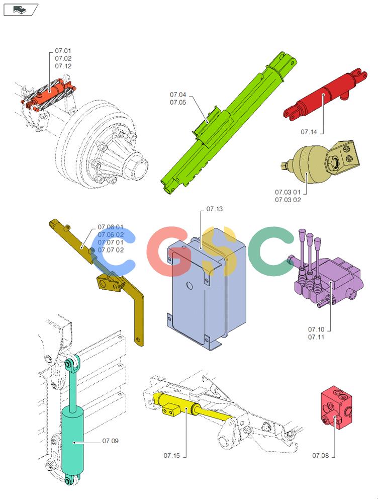 凯斯零件查询(LB433S) - BIG RECTANGULAR BALER (9/08-12/12) (07.00[01]) - PICTORIAL OVERVIEW 1/1 - HYDRAULIC SYSTEM Case Agriculture