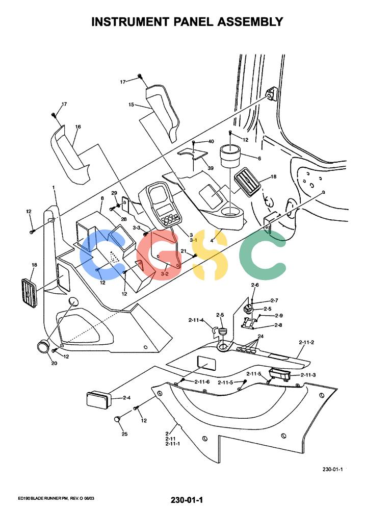 神钢零件查询(ED190LC-6E) - BLADE RUNNER EXCAVATOR/DOZER BTW YL03U0136 - YL03U0292 (1/05-12/06) (01-064[01]) - INSTRUMENT PANEL ASSEMBLY Kobelco