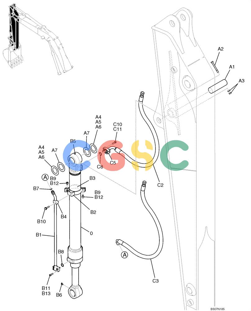 纽荷兰零件查询(E135B) - CRAWLER EXCAVATOR TIER 3 - ASN YH05-07001 (N8TA13006) (1/08-) (04-08[00]) - HYDRAULIC LINES, ARM 2.84M (9FT-4IN) New Holland Constructuion
