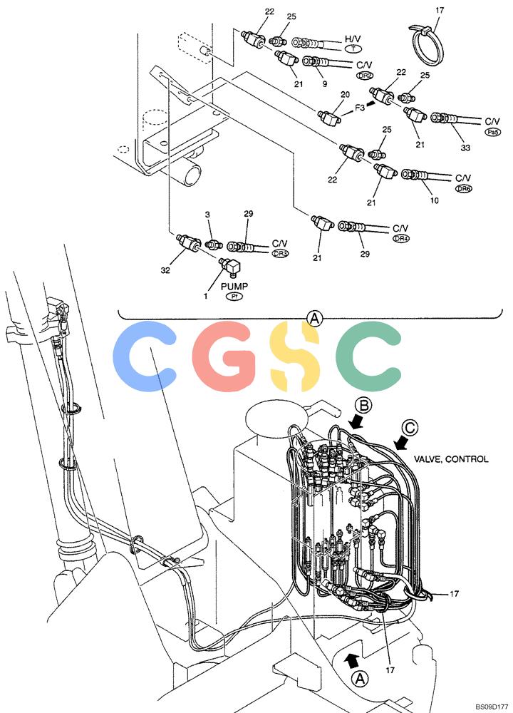 神钢零件查询(NIBBLER) - & BREAKER - SK70SR-1E SHORT RADIUS EXCAVATOR ASN YT02-04001 (4/03-12/04) (06-063[01]) - MAIN CONTROL LINES (BOOM), (YT06H00020F2 & YT06H00020F3), PAGE 1 OF 3 Kobelco