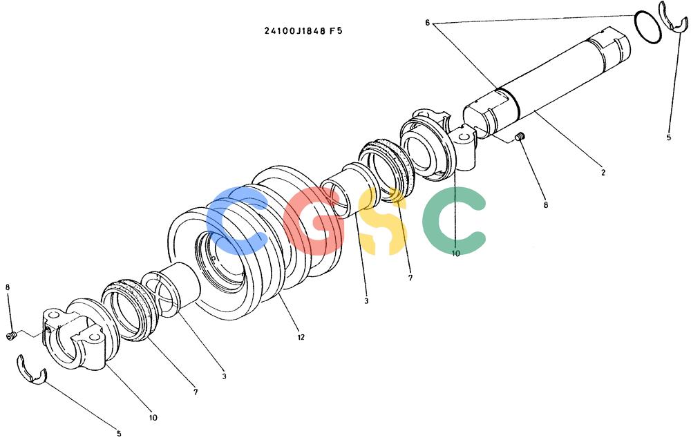 神钢零件查询(K935) - EXCAVATOR BTW L70106 - L70166, LU0067 (1/76-12/03) (08-010) - ROLLER ASSY, P/N 24100J1848F5 Kobelco