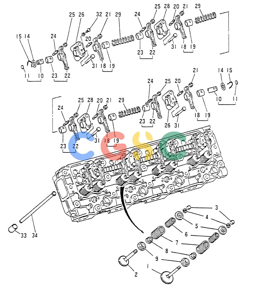 神钢零件查询(8DC9-T) - MITSUBISHI DIESEL ENGINE - K914 & K975 (1/79-12/06) (01-016) - VALVE GEAR TRAIN Kobelco