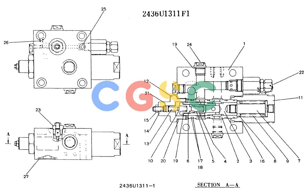 神钢零件查询(K907LC) - MARK II EXCAVATOR BTW YQU0001 - YQU0400 (1/87-12/03) (11-013) - VALVE ASSY, HOLDING 2436U1311F1 Kobelco