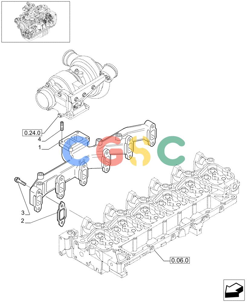 神钢零件查询(F4GE9684D J600) - ENGINE 504124796 - 920019899 (1/07-12/11) (0.07.7[01]) - EXHAUST MANIFOLD (5040086426) Kobelco