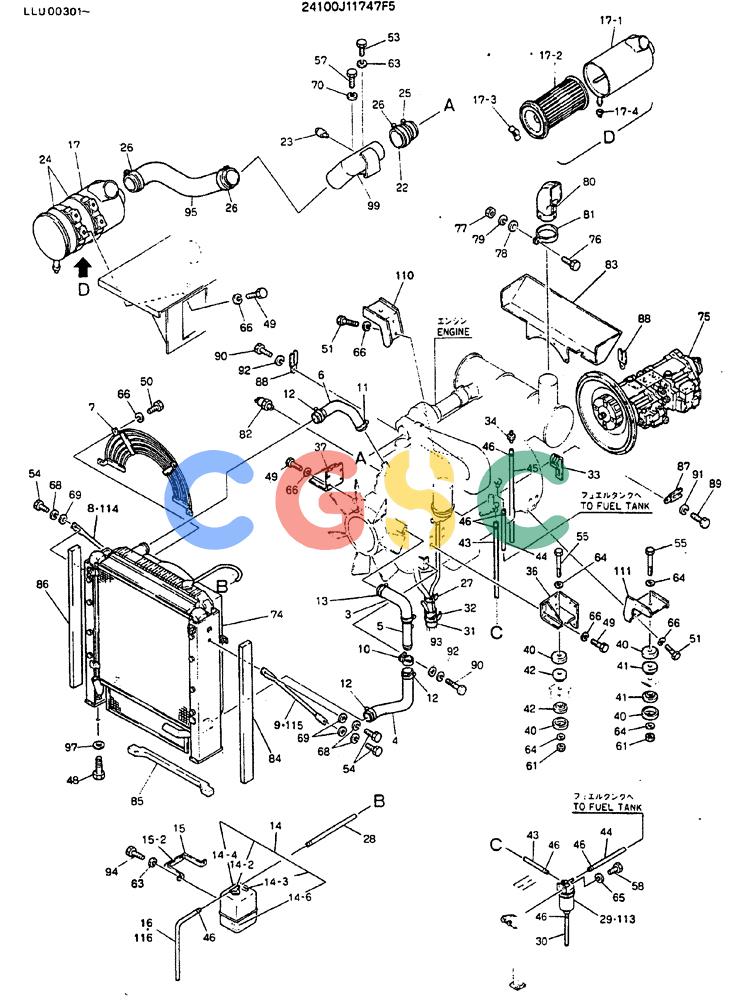 神钢零件查询(MD240C) - EXCAVATOR BTW LLU0301 - LLU0600 (1/80-12/06) (05-001) - POWER-PLANT ASSY - 24100J11747F5 Kobelco