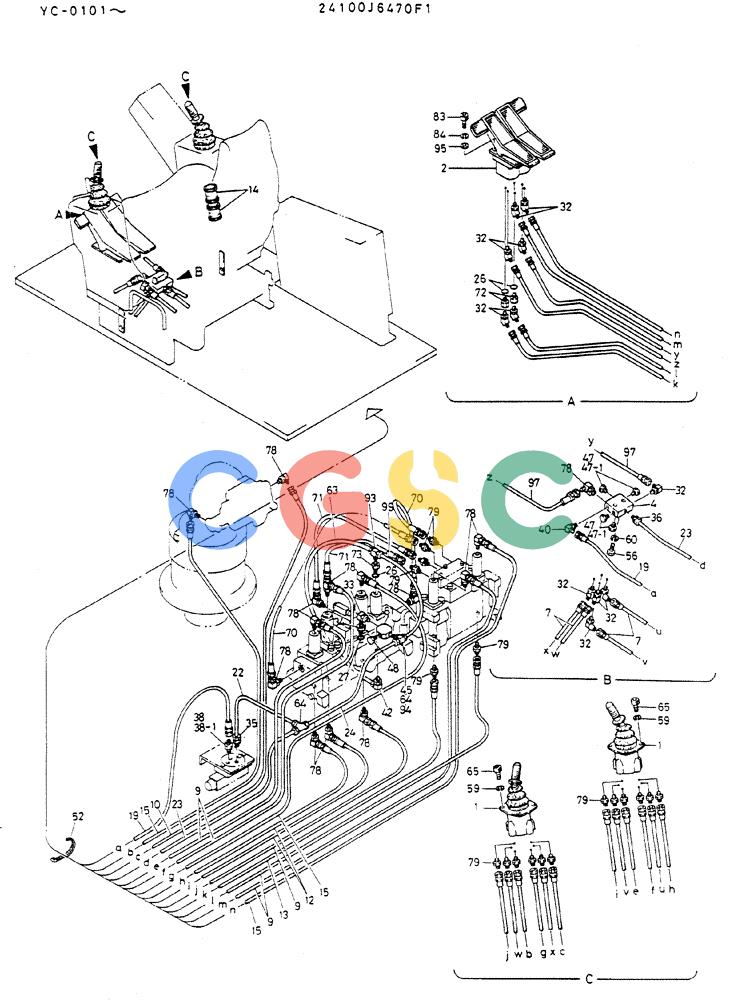 神钢零件查询(MD300LC) - EXCAVATOR BTW YC0101 - YC0300 (1/80-12/06) (03-002[01]) - REMOTE-CONTROL ASSY Kobelco