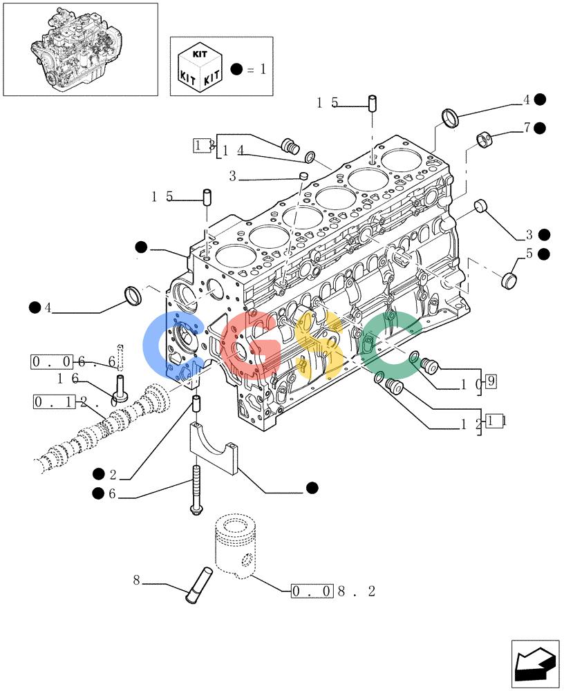 神钢零件查询(F4GE9684C J600) - ENGINE 504124795 - 920019900 (1/13-) (0.04.0[01]) - CRANKCASE (504114613) Kobelco