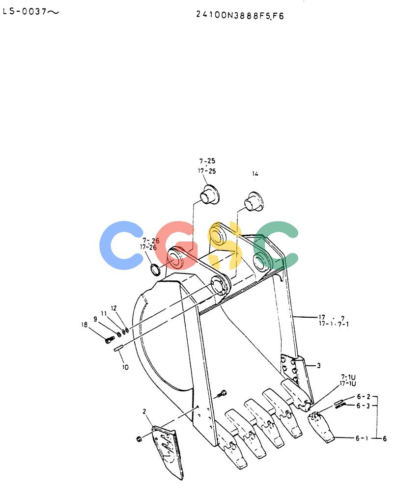 神钢零件查询(K916LC) - EXCAVATOR ASN YS0119 (1/87-12/03) (07-011) - BUCKET ASSY-PN 24100N3888F5 Kobelco