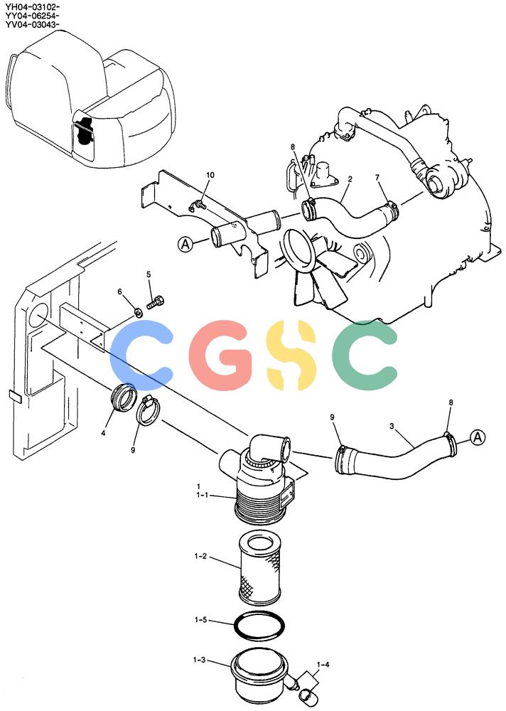纽荷兰零件查询(E135SR) - CRAWLER EXCAVATOR ASN YY04-06254 (01-007) - CLEANER ASSY, AIR New Holland Constructuion