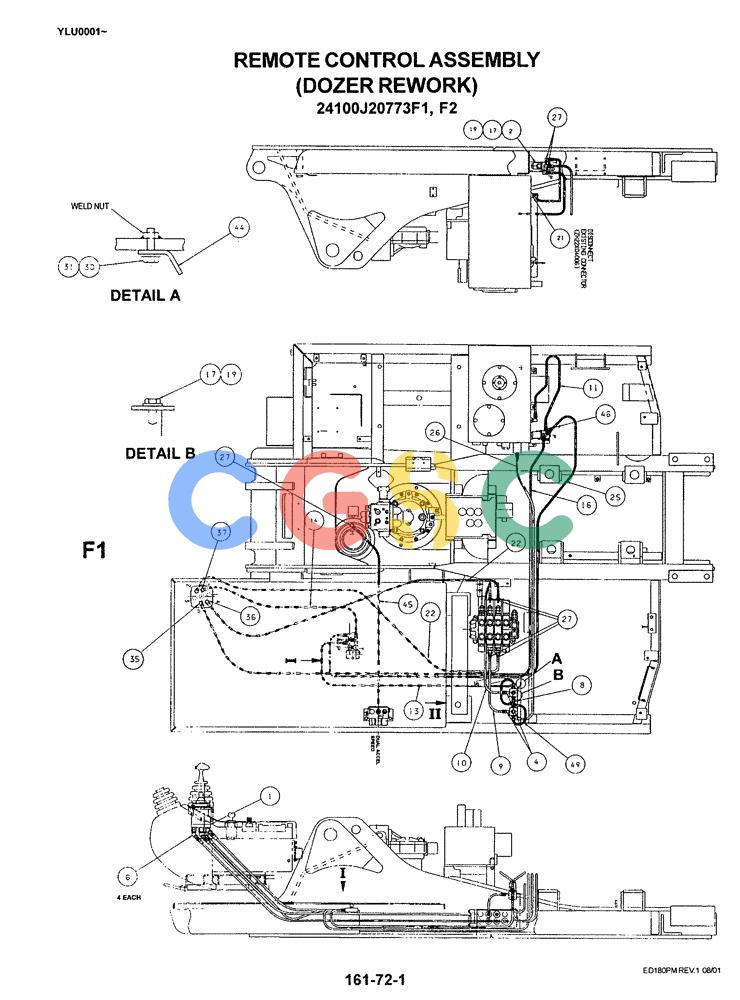 神钢零件查询(ED180) - BLADE RUNNER EXCAVATOR/DOZER ASN YLU0001 (1/99-12/01) (03-005[01]) - REMOTE CONTROL ASSEMBLY (DOZER REWORK) Kobelco