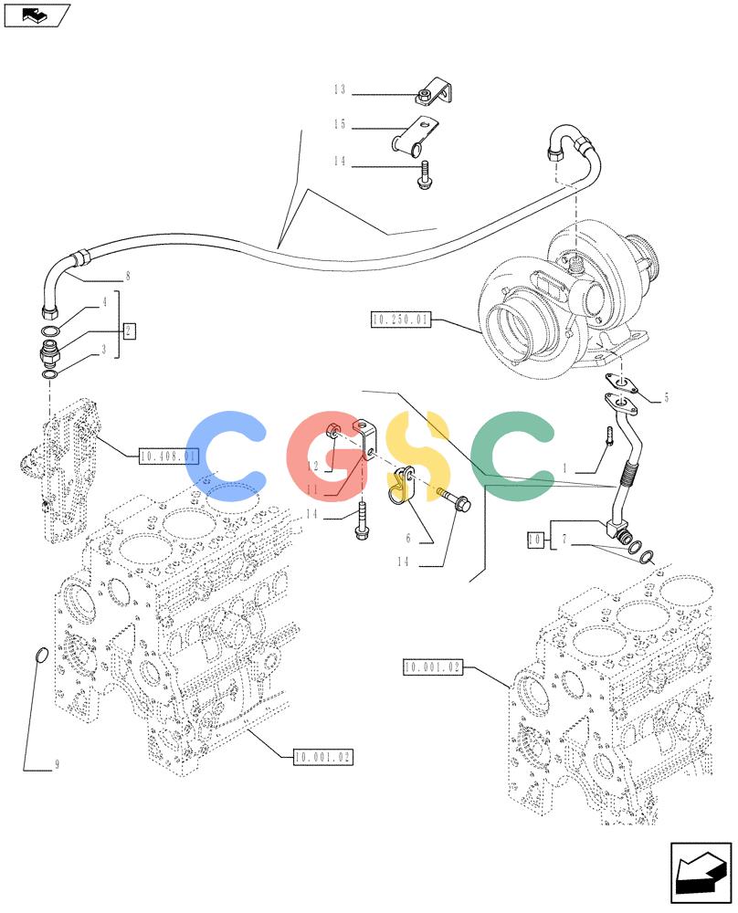 神钢零件查询(F4HFE613U A006) - ENGINE 5801366316 - 84169140 (9/10-) (10.304.05) - PIPING - TURBOCHARGER OIL (504010563) Kobelco