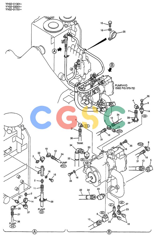 神钢零件查询(ED150) - BLADE RUNNER EXCAVATOR/DOZER BTW YL04-00501 - YL04-00554 (4/03-10/03) (07-031) - CONTROL LINES, REMOTE P/N YY06H00007F2 Kobelco