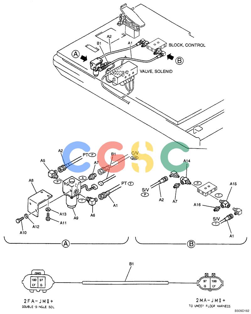 神钢零件查询(NIBBLER) - & BREAKER - SK70SR-1E SHORT RADIUS EXCAVATOR ASN YT02-04001 (4/03-12/04) (06-067[00]) - REMOTE CONTROL LINES (OFF-STANDARD) (SWITCH SINGLE / CONFLUX), (YT68H00043F1) Kobelco