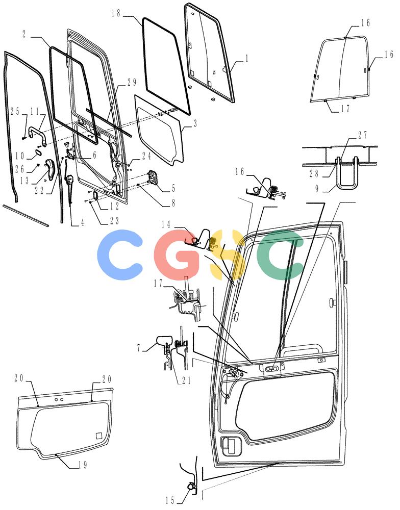 纽荷兰零件查询(E215B) - CRAWLER EXCAVATOR - TIER 3 (ROPS CAB) ASN NBDA21800 (6/13-) (01-064[08]) - CAB - DOOR ASSY New Holland Constructuion