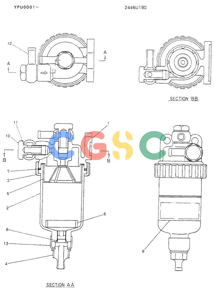 神钢零件查询(K905LC) - MARK II EXCAVATOR ASN YPU00001 (1/87-12/03) (05-007) - FILTER ASSY Kobelco
