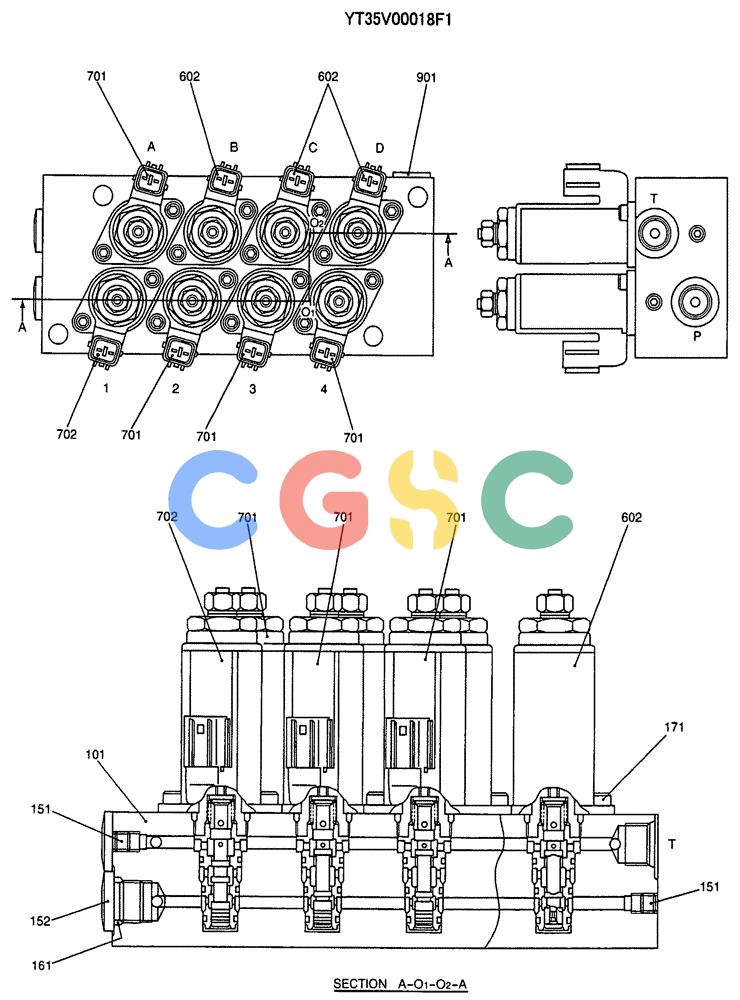 纽荷兰零件查询(E70SR) - MIDI CRAWLER EXCAVATOR ASN YT04-07175 (07-050) - VALVE ASSY, SOLENOID (NIBBLER & BREAKER, OFFSET BOOM) New Holland Constructuion