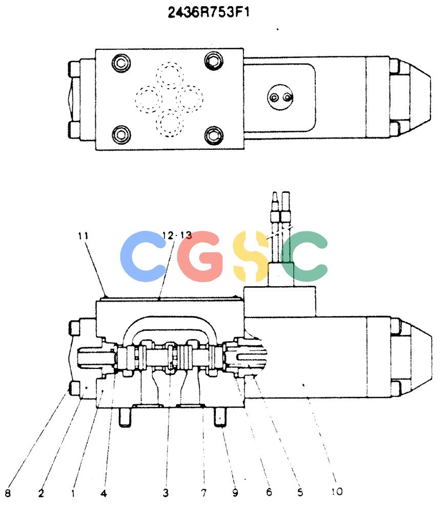 神钢零件查询(MD200C) - EXCAVATOR BTW YQU0701 - YQU2000 (1/80-12/06) (16-002) - VALVE ASSY. SOLENOID 2436R753F1 Kobelco